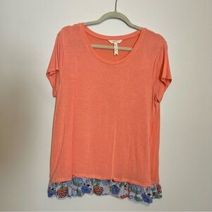 Matilda Jane Orange Top with Floral Hem
